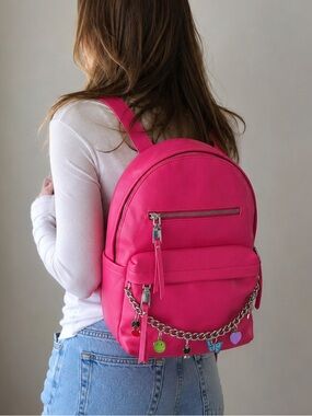 Pink Backpack with Chain Detail